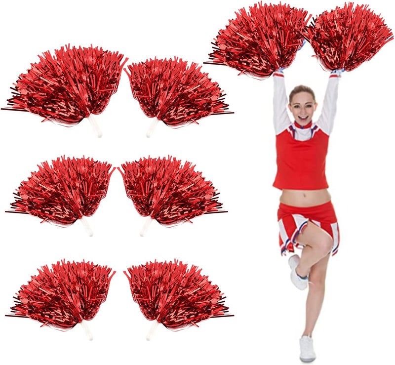 woobles Cheerleading Poms, Cheer Plastic Pom for Ball Fancy Dress Night Cheer Party Costume Sports Dance(Red) - Image 1